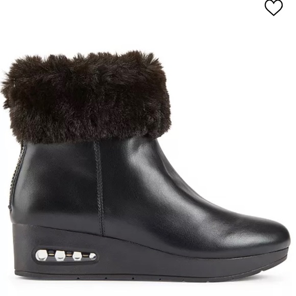 Dkny Abri Black fur Bootie Ankle Boots - Picture 2 of 5